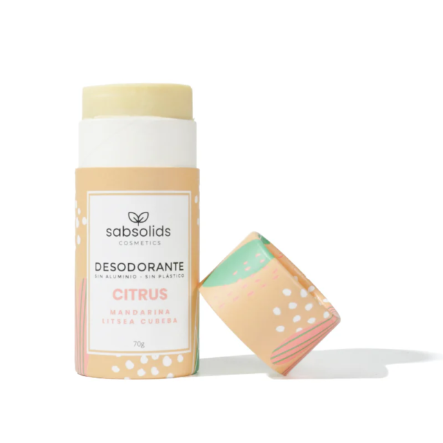 Desodorante natural citrus sin aluminio con aroma fresco de mandarina y lima